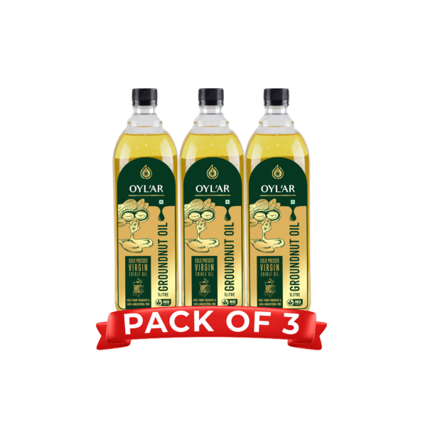 Oylar Coldpressed Groundnut Oil available in pack of 3